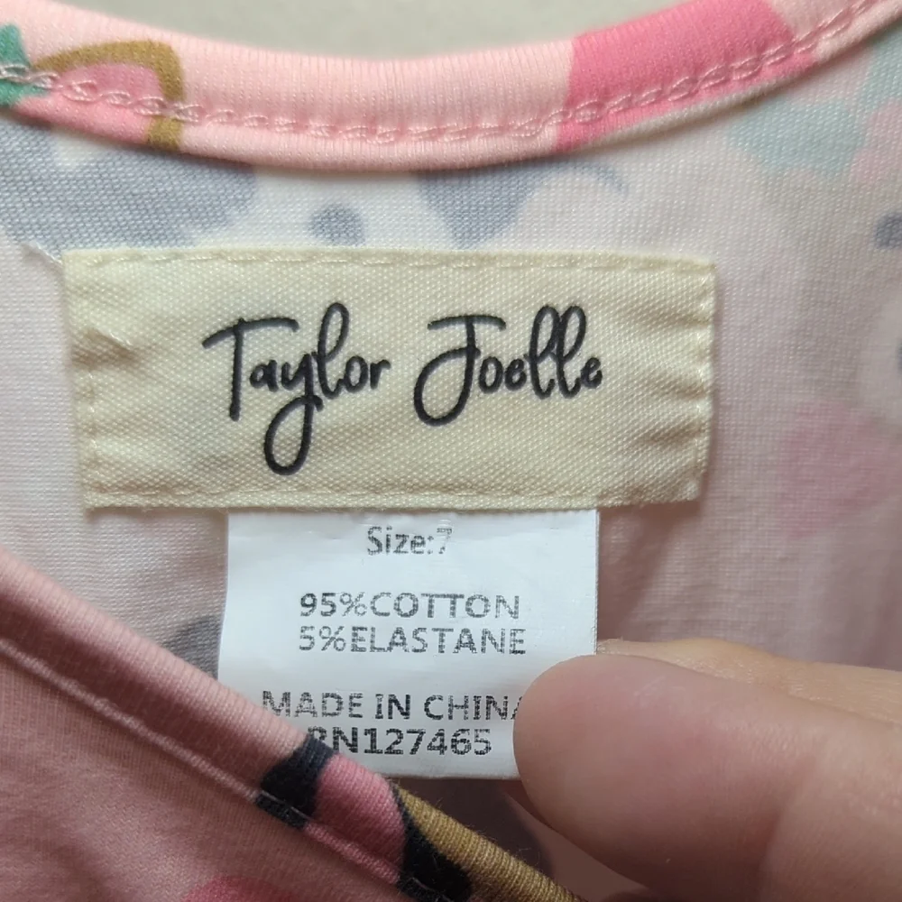 Taylor Joelle Puppy Dog Christmas Twirl Dress Pink Holiday Winter Girls Size 7